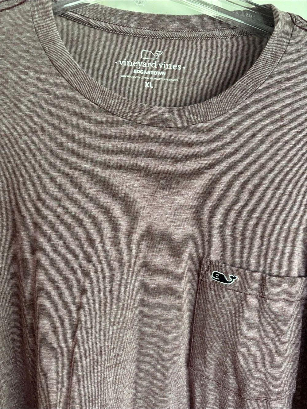 Vineyard Vines Men's Heather Plum Long-Sleeve Pocket Tee
